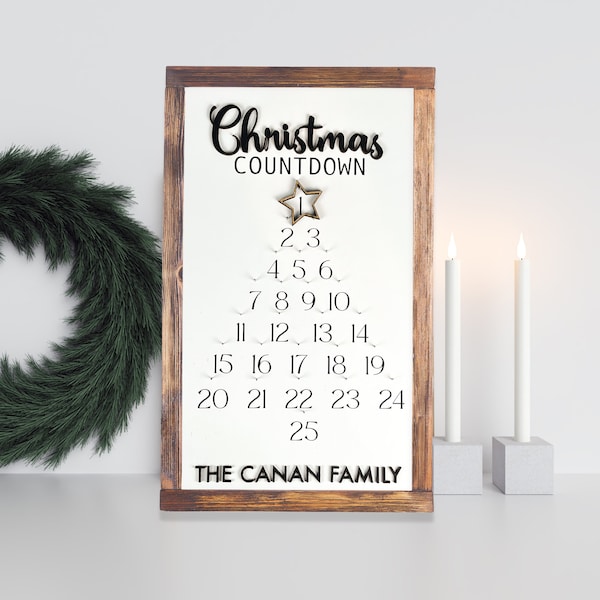 Personalized Christmas Countdown Wooden Sign | Custom Christmas Advent Calendar | Family Christmas Calendar | Wooden Advent Calendar |