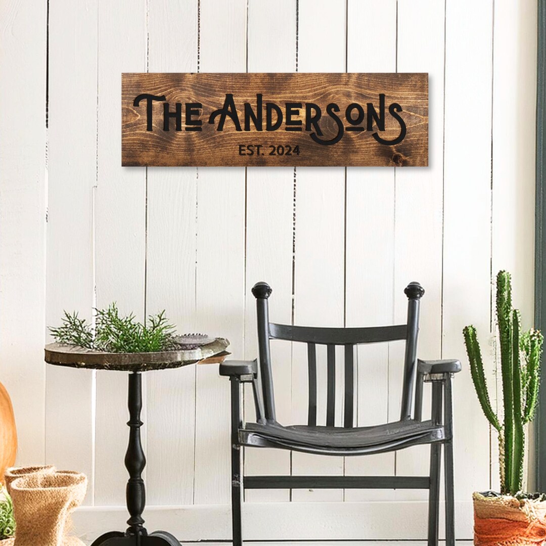 Family Last Name Sign Established Year 3D Wood Sign Western Home Decor ...