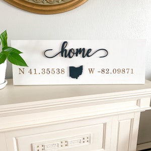 Custom Home Coordinates 3D Wooden Sign | Ohio Home State Sign | GPS Coordinates | Modern Farmhouse Decor | Coordinates Decor | Wooden Decor