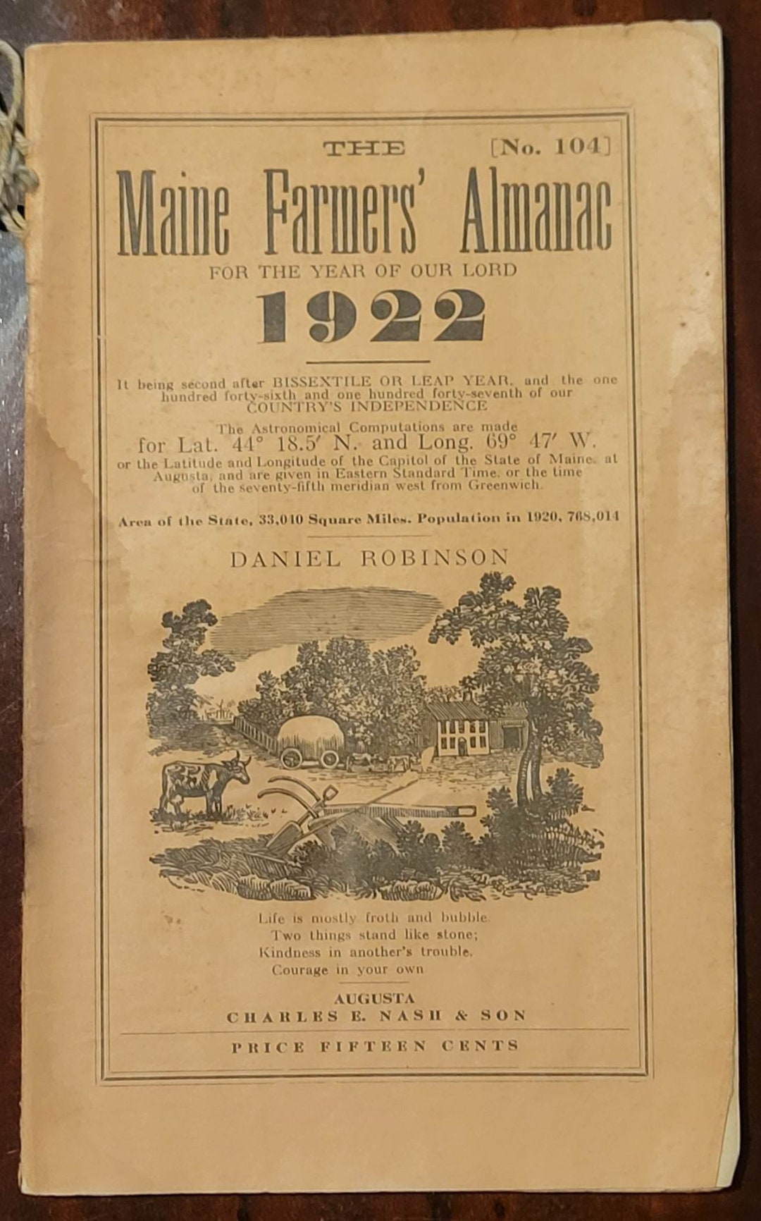 1922 Maine Farmers Almanac Etsy