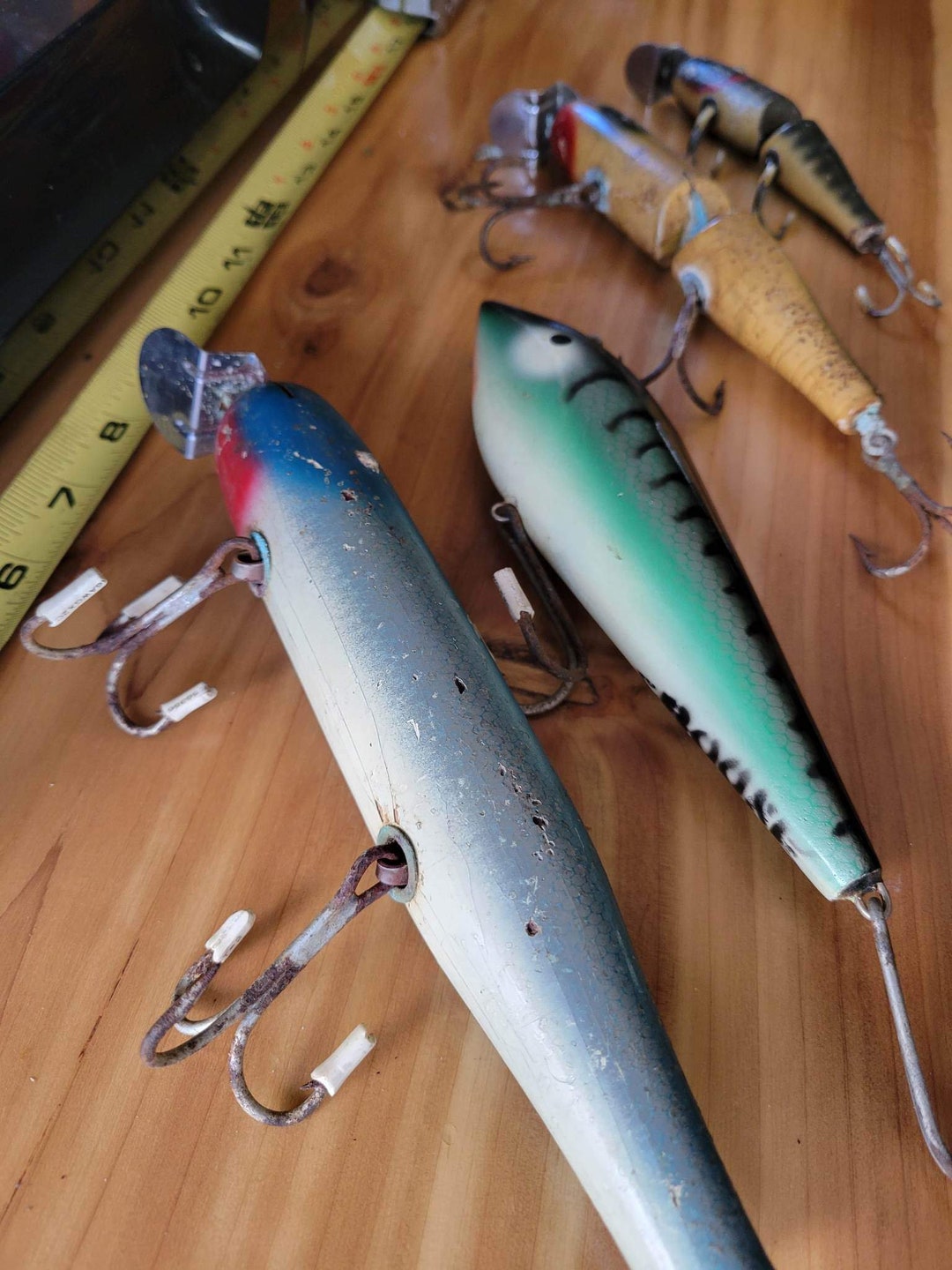 artifact fishing lure Whittling Folk-Art Style Lures largely from the first half of the 20th century LOT OF THREE OLD ALASKA