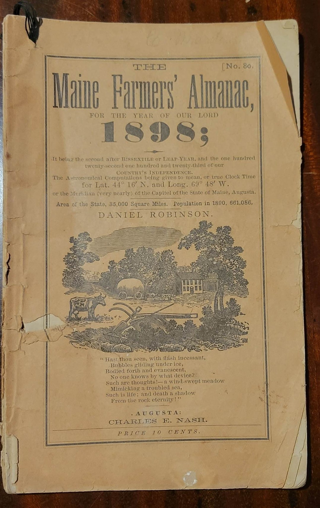 1898 Maine Farmers Almanac Etsy