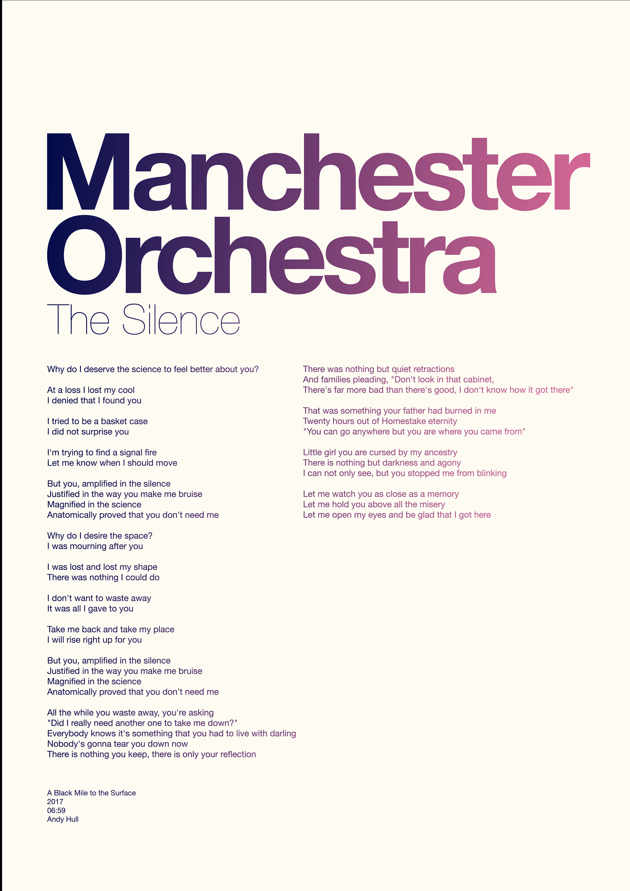 Music Poster Promo Manchester Orchestra A Black Mile To The Surface 