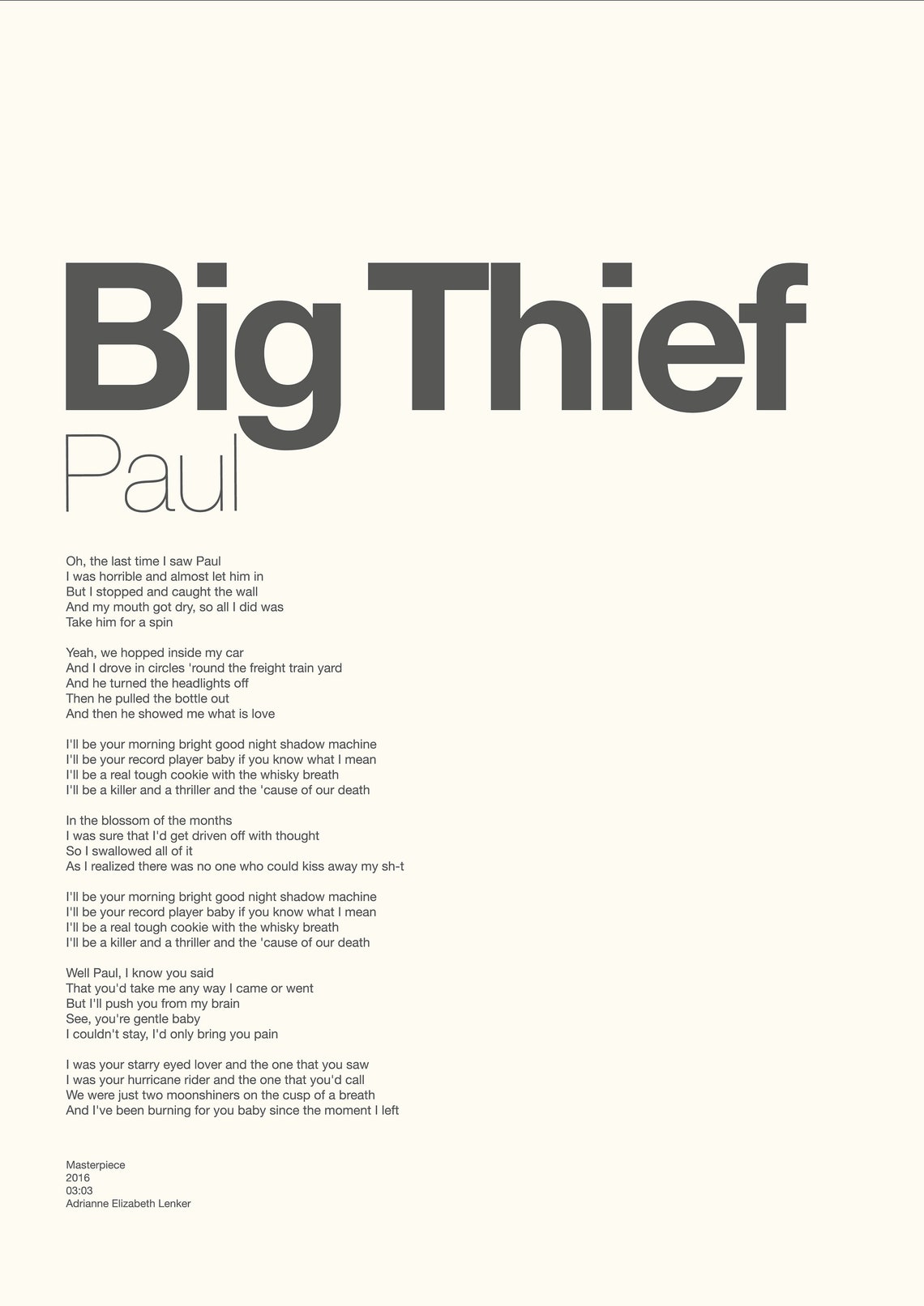 Big Thief Paul Masterpiece Indie Music Music Icons - Etsy
