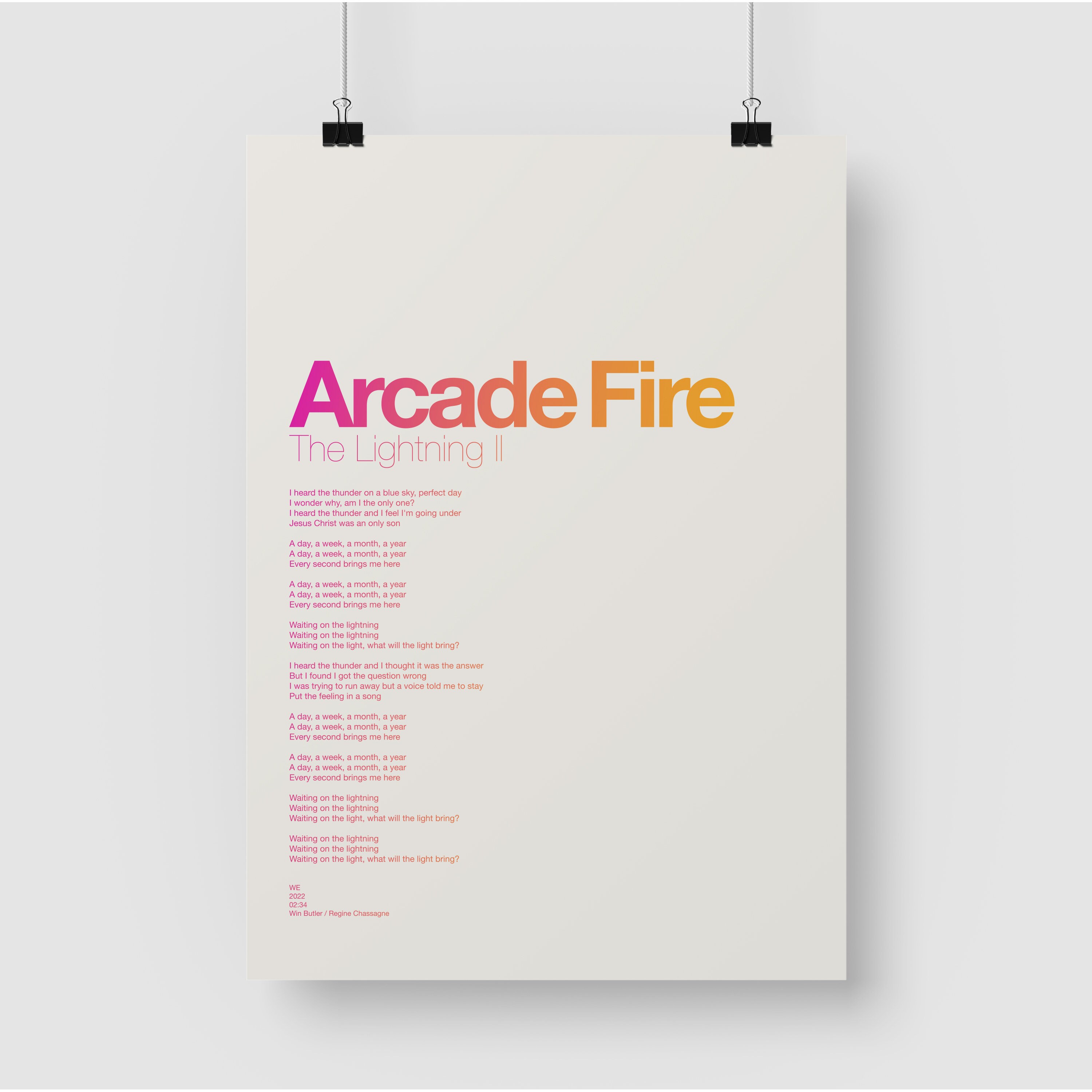 Arcade Fire Lyrics Etsy