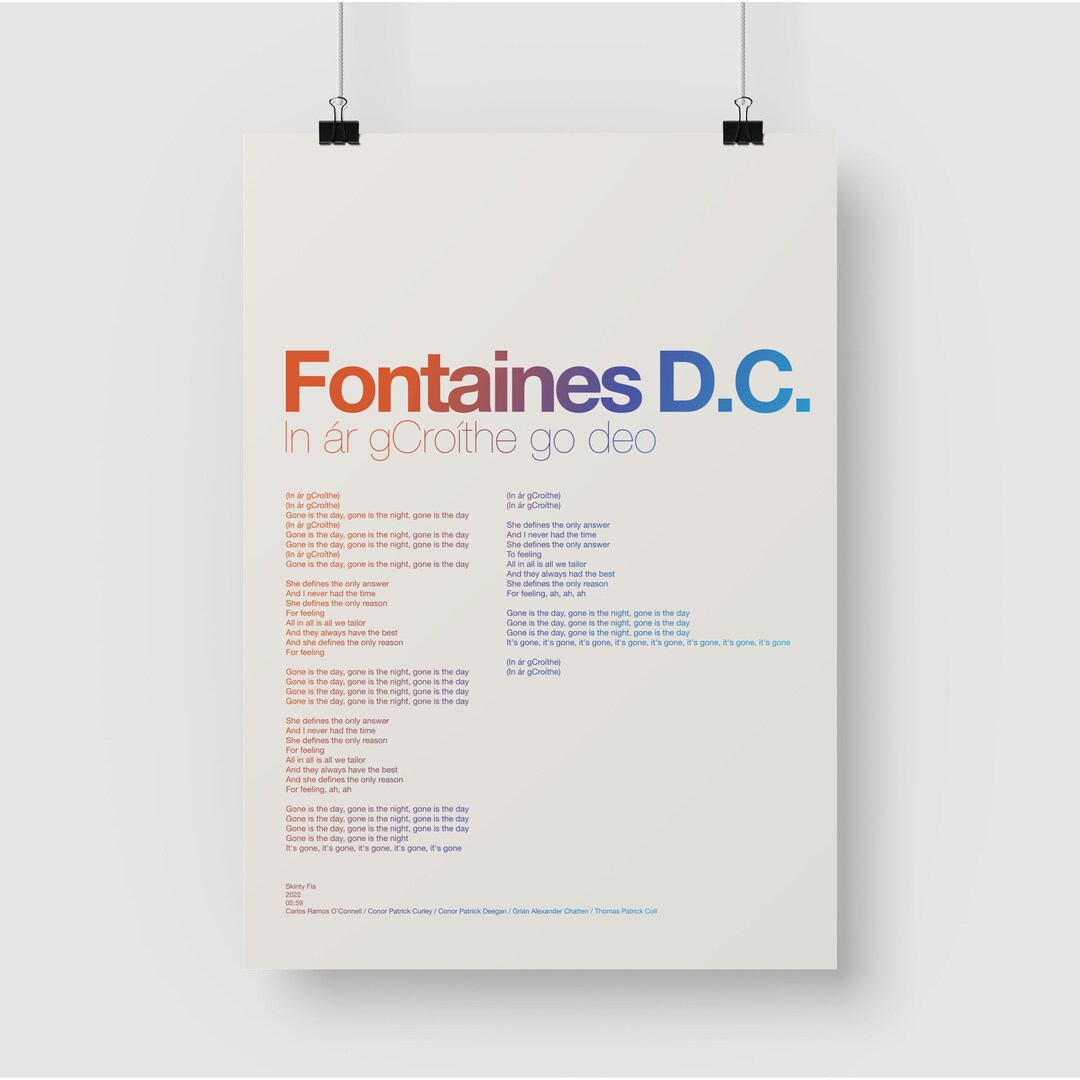 Fontaines D.C. in ár Gcroíthe Go Deo Skinty Fia Indie Etsy