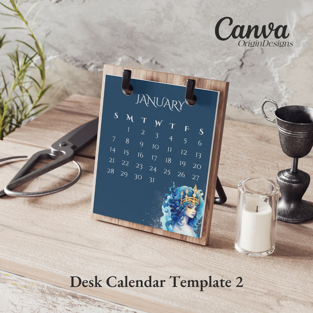hjinp Editable Canva Desk Calendar Templatehjinp Printable Etsy