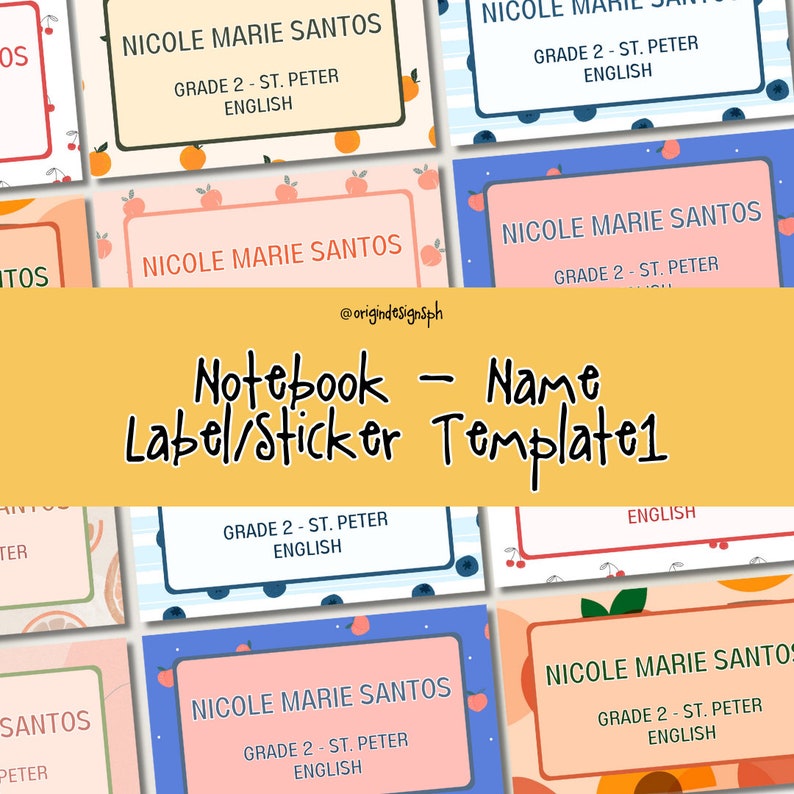 Notebook Name Label Stickercanva Notebook Label Templatecanva