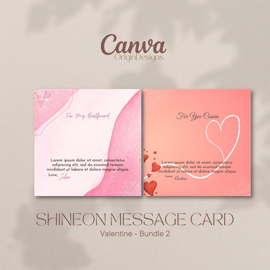 Shineon Message Card Templates-canva Editable Templates-printable ...