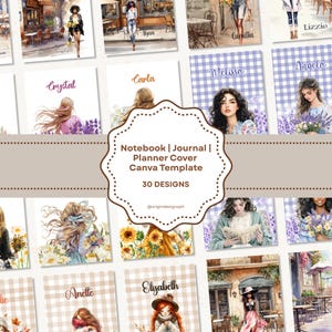 Canva Notebook Cover Template Journal Planner Design Editable Composition Canva Cover Personalized Name Label POD