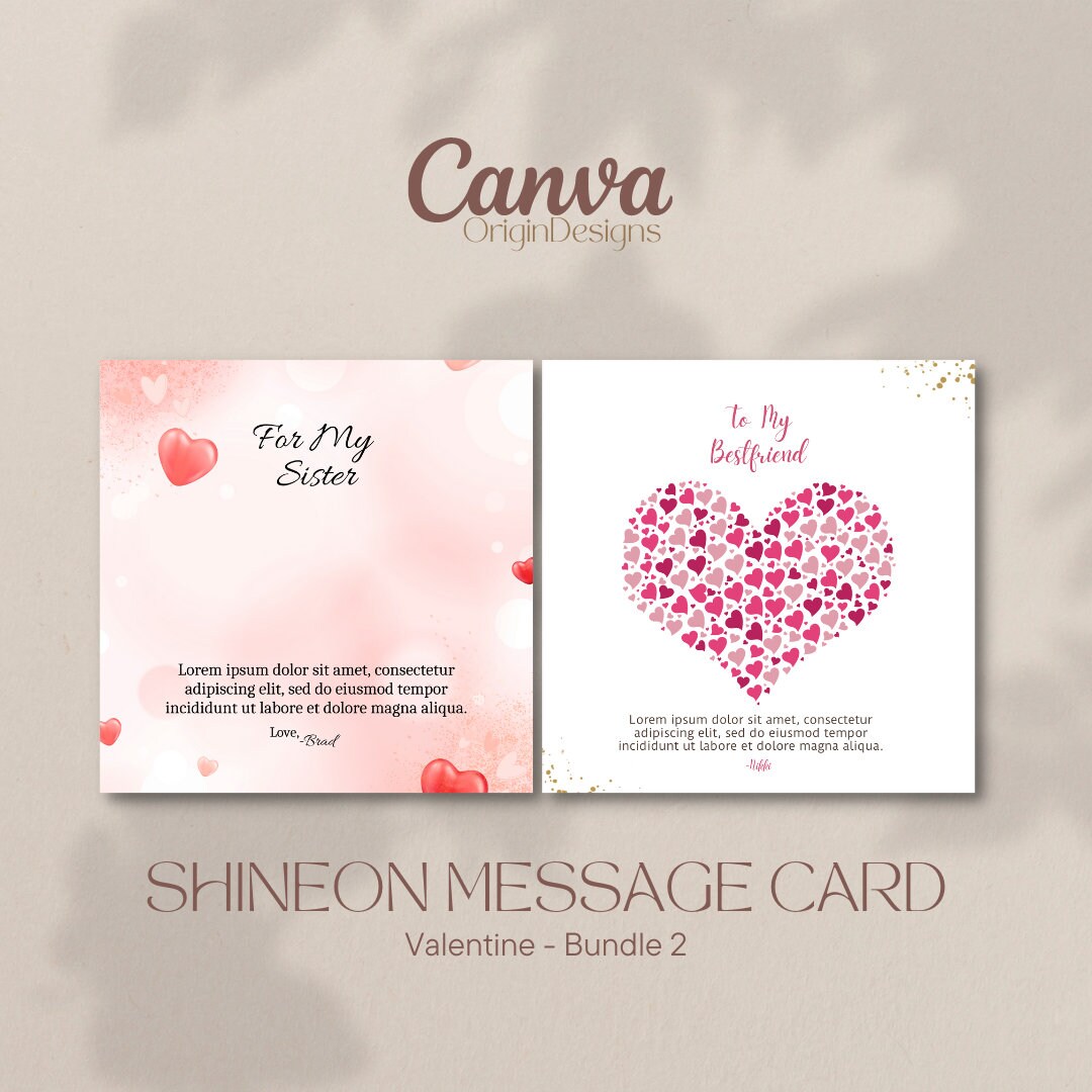 Shineon Message Card Templates-canva Editable Templates-printable ...