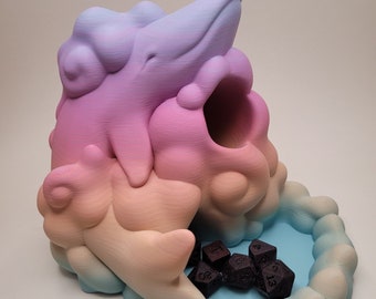 Pastel Rainbow Whale Dice Tower: Kawaii 3D Printed Tabletop Gaming