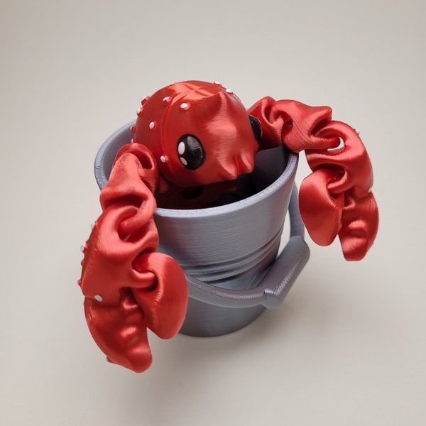 Lobster Articulated Fidget Buddy in Display Bucket - 3D Printed - Authorized Seller