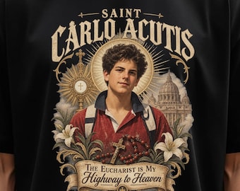 Saint Carlo Acutis T-Shirt, Vintage Catholic Eucharist Tee, Comfort Colors, Confirmation Gift