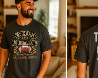 Personalized Catholic Football Dad Jersey Shirt, Custom Name Number Tee, Comfort Colors