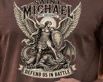 Saint Michael Archangel Tee, Defend Us in Battle, Comfort Colors Shirt