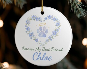 Forever My Best Friend paw print memorial Ornament | personalized pet loss keepsake