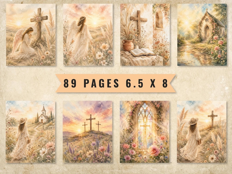 Faith Junk Journal Pages, Vintage Watercolor Scripture Bible Journaling Kit (Digital Download) image 4