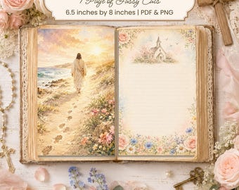 Faith Junk Journal Pages, 128 pages, Vintage Watercolor Scripture Bible Journaling Kit (Digital Download)
