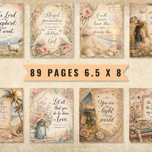 Faith Junk Journal Pages, Vintage Watercolor Scripture Bible Journaling Kit (Digital Download) image 7