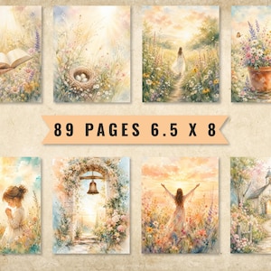 Faith Junk Journal Pages, Vintage Watercolor Scripture Bible Journaling Kit (Digital Download) image 11
