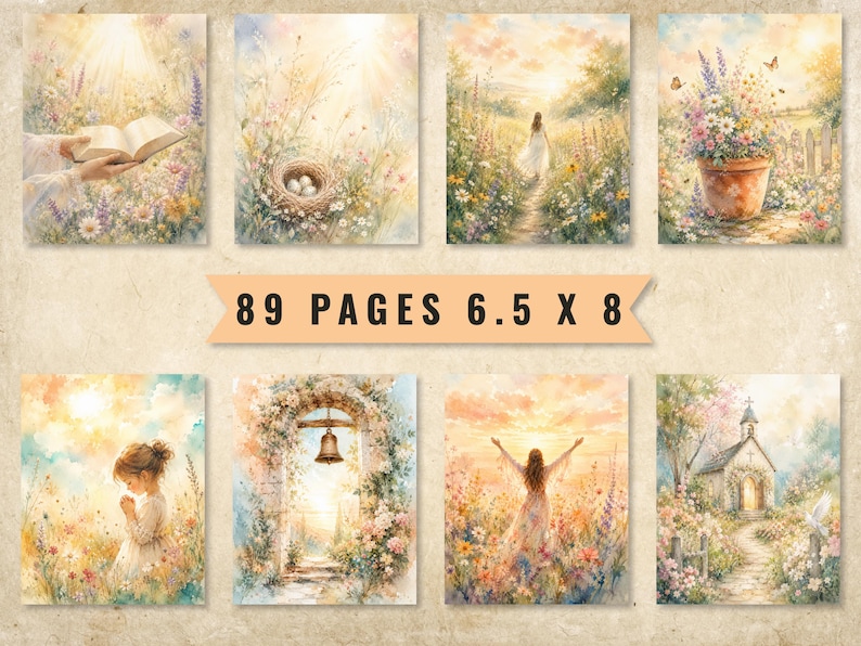 Faith Junk Journal Pages, Vintage Watercolor Scripture Bible Journaling Kit (Digital Download) image 11