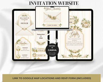 Baptism Invitation Website with RSVP Tracker, Canva Template