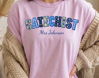 Personalized Catechist Shirt, Catholic Faith Education Teacher Tee, Comfort Colors, Religious Gift