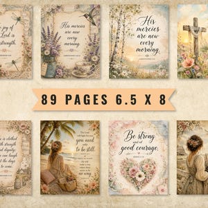 Faith Junk Journal Pages, Vintage Watercolor Scripture Bible Journaling Kit (Digital Download) image 8