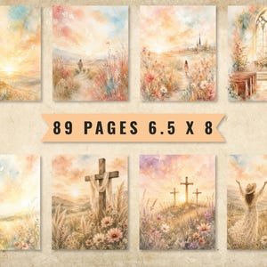 Faith Junk Journal Pages, Vintage Watercolor Scripture Bible Journaling Kit (Digital Download) image 3