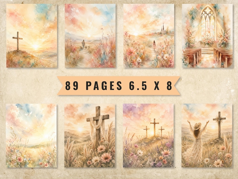 Faith Junk Journal Pages, Vintage Watercolor Scripture Bible Journaling Kit (Digital Download) image 3