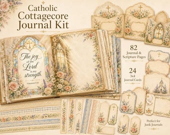 Christian Cottagecore Journal Kit, Floral Scripture Pages, Bible Junk Journal Bundle (Digital Download)