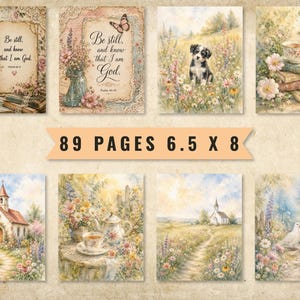 Faith Junk Journal Pages, Vintage Watercolor Scripture Bible Journaling Kit (Digital Download) image 9