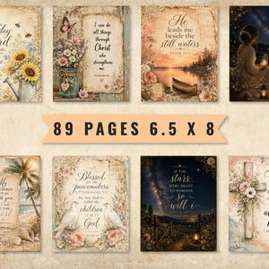 Faith Junk Journal Pages, Vintage Watercolor Scripture Bible Journaling Kit (Digital Download) image 6