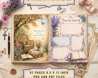 Christian Memorial Junk Journal Kit, Vintage Floral Ephemera, Grief Remembrance (PDF PNG)