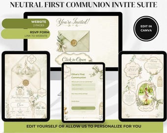 First Communion Website Invitation, Editable Canva Template, Catholic Communion Invite, RSVP Form, Google Maps, Neutral Communion Invite