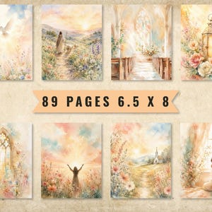 Faith Junk Journal Pages, Vintage Watercolor Scripture Bible Journaling Kit (Digital Download) image 2