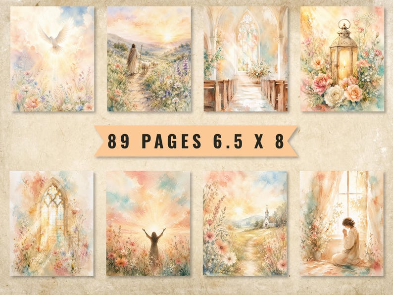 Faith Junk Journal Pages, Vintage Watercolor Scripture Bible Journaling Kit (Digital Download) image 2