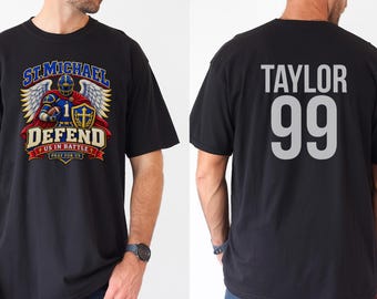 Personalized Saint Michael Football Warrior Shirt, Custom Name Number Tee,  Comfort Colors