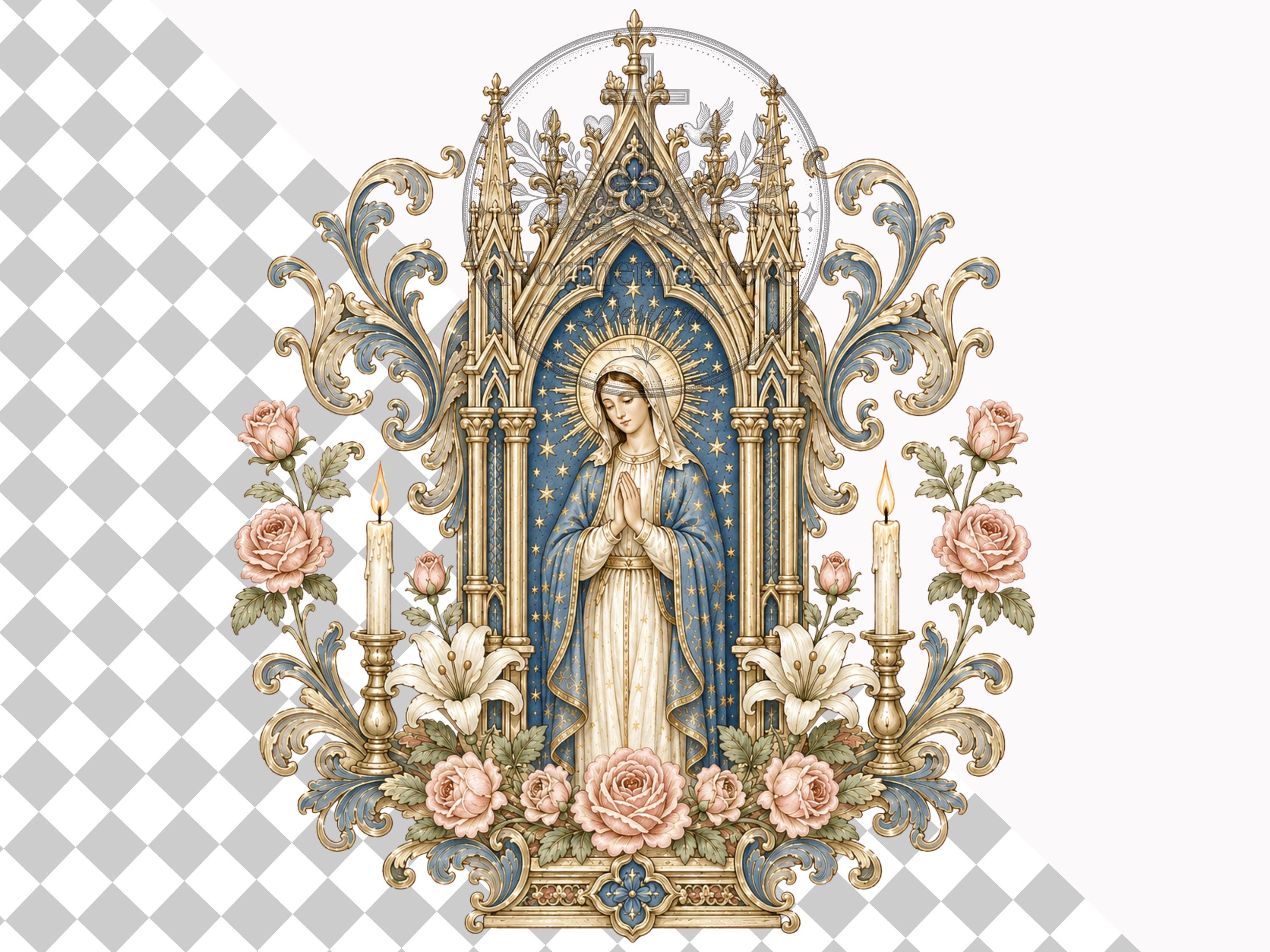 Catholic Clipart Bundle PNG, Marian Religious Art, Sacred Heart ...