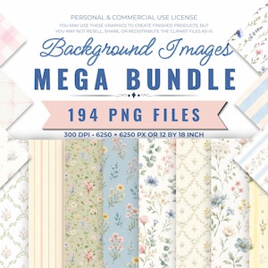 Background Images Mega Bundle, Watercolor PNG Patterns (Digital Download)