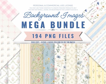 Background Images Mega Bundle, Watercolor PNG Patterns (Digital Download)