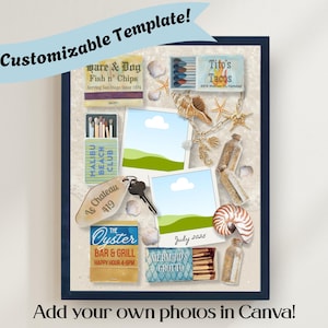 Custom Matchbook Template - Family Beach Vacation Memories - Custom Matchbook Art - Matchbox Canva Template to Download - Honeymoon Gift