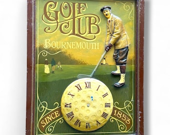 Vintage Bournemouth Golf Club Sign Clock, 1853