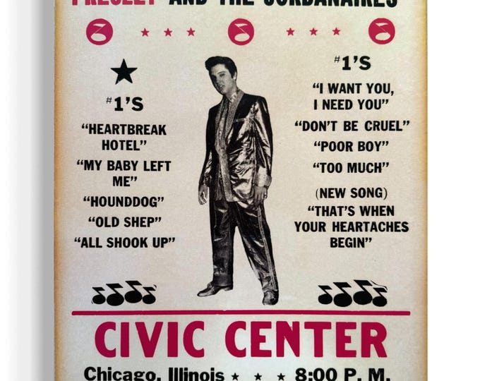 Elvis Presley And The Jordanaires 1957 The Civic Center Chicago, Illinois Poster