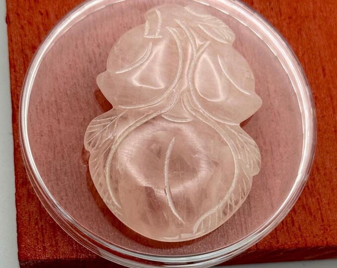 Pink Jade Rose Pedal Flower Hand Carved Old Medallion Pendant Charm Fine Gem Art