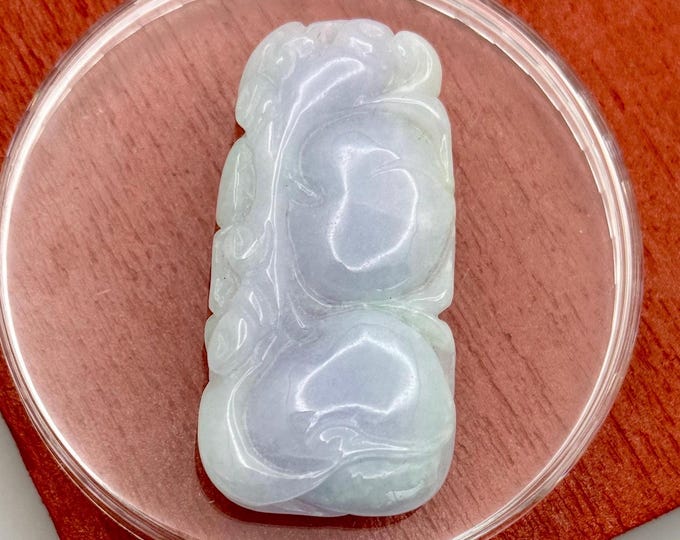 Antique Old Icy White Lavender Translucent Jade Jadeite Piece Fine Pendant Medallion