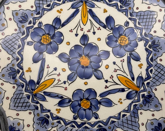 Vintage Hand-Painted Flower Pedals Ceramic Collector Wall Plate Art from Spain - Brand CeraMar Spain
