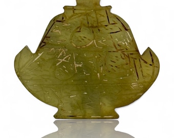 An Extremely Rare Ancient Talismanic Islamic Mughal Persian Jade Tribal Amulet Old Pendant