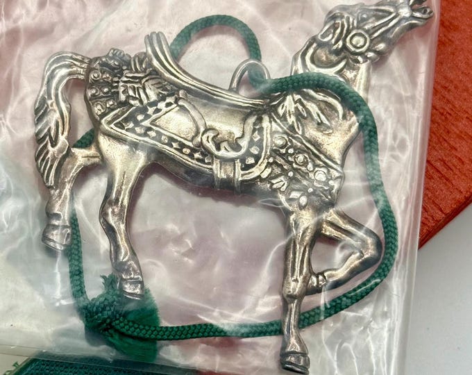 Reed & Barton 1990 Carousel Horse Ornament 3rd Annual Edition Silver Vintage Art